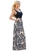 Sexy Black Damask Print Sleeveless Long Boho Dress