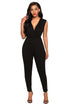 Sexy Black Deep V Neck Sleeveless Jumpsuit