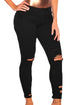 Sexy Black Denim Destroyed Ankle Length Skinny Jeans