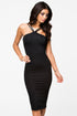 Sexy Black Double Straps Midi Dress