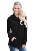 Sexy Black Drawstring Cowl Neck Sweatshirt