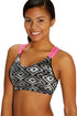 Sexy Black Ethnic Print Sport Bra with Neon Straps