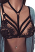 Sexy Black Eyelash Fringe Halter Lace Bralette Top