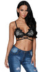 Sexy Black Eyelash Lace Strappy Bralette Top