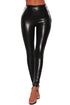 Sexy Black Faux Leather Moto High Waist Pants