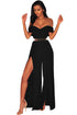 Sexy Black Faux Wrap Off Shoulder Palazzo Jumpsuit