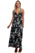 Sexy Black Floral Chiffon Spaghetti Straps Maxi Dress