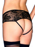 Sexy Black Floral Lace Patchwork Crotchless Thong