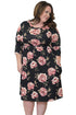 Sexy Black Floral Printing Plus Size Dress