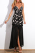 Sexy Black Flower Applique Maxi Dress