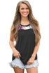 Sexy Black Front Floral Print Back High-low Hem Tank
