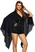 Sexy Black Gold Buttons Cape Romper