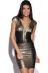 Sexy Black Gold Foil Print Celeb Bandage Dress