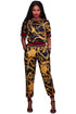 Sexy Black Gold Multiple Print Two Piece Jogger Set