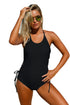 Sexy Black Halter Neck Lace up Sides Monokini
