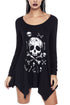 Sexy Black Handkerchief Hem Skull Tunic Top