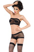 Sexy Black Heart Pattern Fishnet Lingerie Set