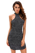 Sexy Black Heathered Racerback Mini Dress
