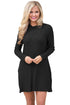Sexy Black High Neck Long Sleeve Knit Sweater Dress