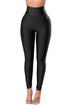 Sexy Black High Rise Tight Leggings with Waist Cincher