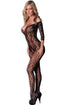 Sexy Black Lace Floral Open Tight Super Decollete Bodystockings