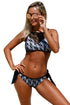Sexy Black Lace High Neck Tankini