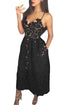 Sexy Black Lace Hollow Out Nude Illusion Party Dress