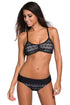 Sexy Black Lace Illusion Bikini Swimsuit with Swim Briefs