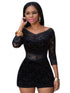 Sexy Black Lace Overlay Off-shoulder Romper