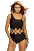 Sexy Black Lace Up Cutout Asymmetric Shoulder Monokini