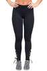 Sexy Black Lace Up Detail Stretch Work Out Leggings