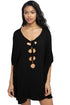 Sexy Black Lace up Tie Hollow-out Poncho Cover up