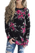 Sexy Black Long Sleeve Floral Autumn Womens Top