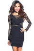 Sexy Black Long Sleeve Lace Ruched Bodycon Dress