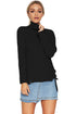 Sexy Black Long Sleeve Turtleneck Braided Sweater
