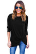 Sexy Black Long Sleeves Drape Top