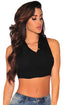 Sexy Black Mock Neck Sleeveless Crop Top