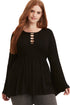 Sexy Black O-Ring Plus Size Babydoll Tunic Top