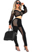 Sexy Black Off The Shoulder Mesh Pant Set