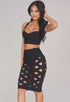 Sexy Black Open Caged Bandage Skirt Set