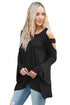 Sexy Black Open Shoulder Bell Sleeve Top