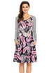 Sexy Black Paisley Print Stripe Raglan Sleeve Dress