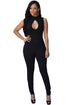 Sexy Black Pee-hole Bust Sleeveless Jumpsuit