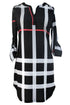 Sexy Black Plaid Roll up Sleeves Arched Hemline Dress