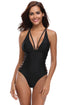 Sexy Black Plunge V-Neck Crisscross Detail Monokini