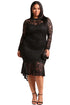 Sexy Black Plus Size Floral Lace Hi-Lo Mermaid Dress