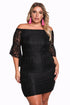 Sexy Black Plus Size Off Shoulder Lace Bodycon Dress