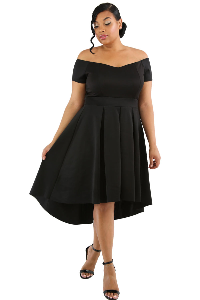 Sexy Black Plus Size Off Shoulder Swing Dress – SEXY AFFORDABLE CLOTHING