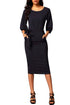 Sexy Black Puff Sleeve Belt Chiffon Pencil Dress