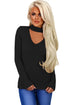 Sexy Black Ribbed Choker Neck Sweater